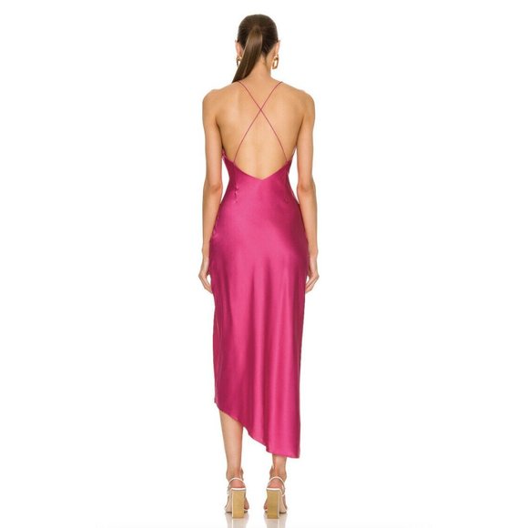 SER.O.YA Emma Silk Dress Fuchsia Purple Pink - Picture 5 of 5